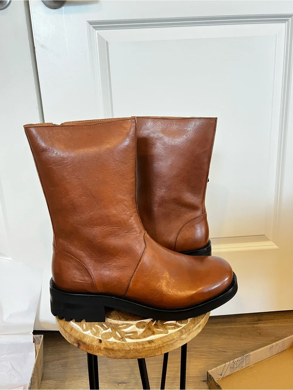 NIB Free people Bailey Brown Leather Mid-Calf Boots